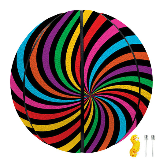 Rainbow Psychedelic Swirl Print Basketball