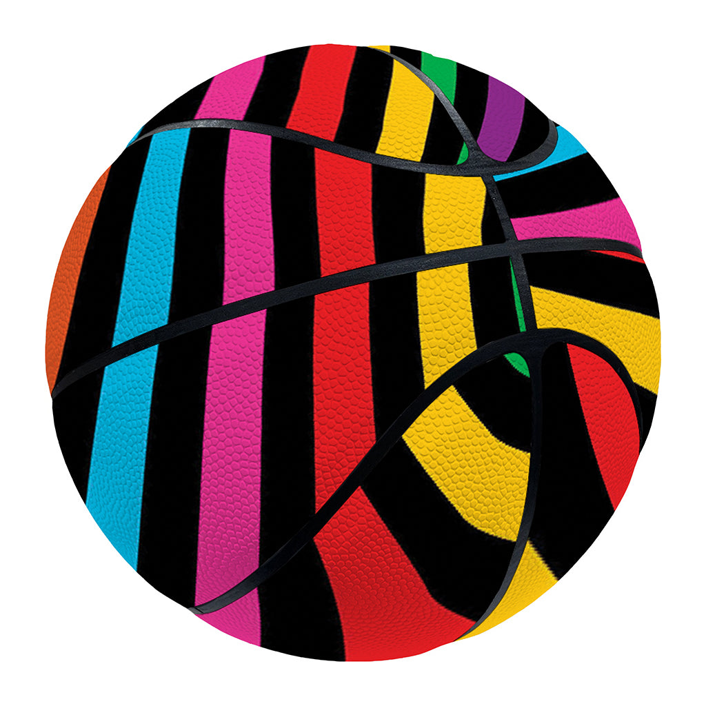 Rainbow Psychedelic Swirl Print Basketball