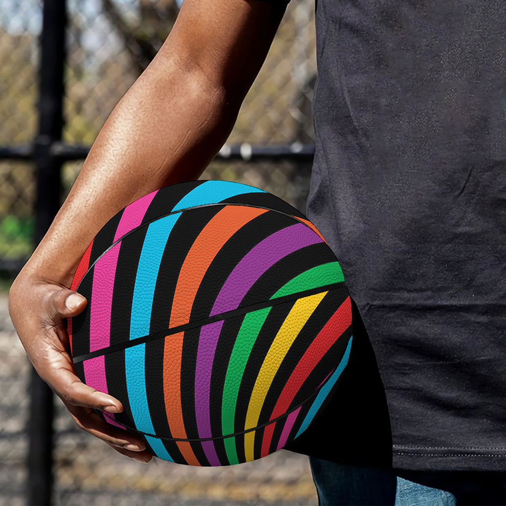 Rainbow Psychedelic Swirl Print Basketball
