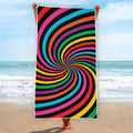 Rainbow Psychedelic Swirl Print Beach Towel