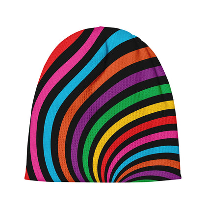 Rainbow Psychedelic Swirl Print Beanie