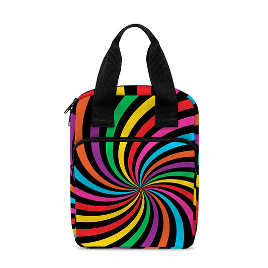 Rainbow Psychedelic Swirl Print Bible Tote Bag