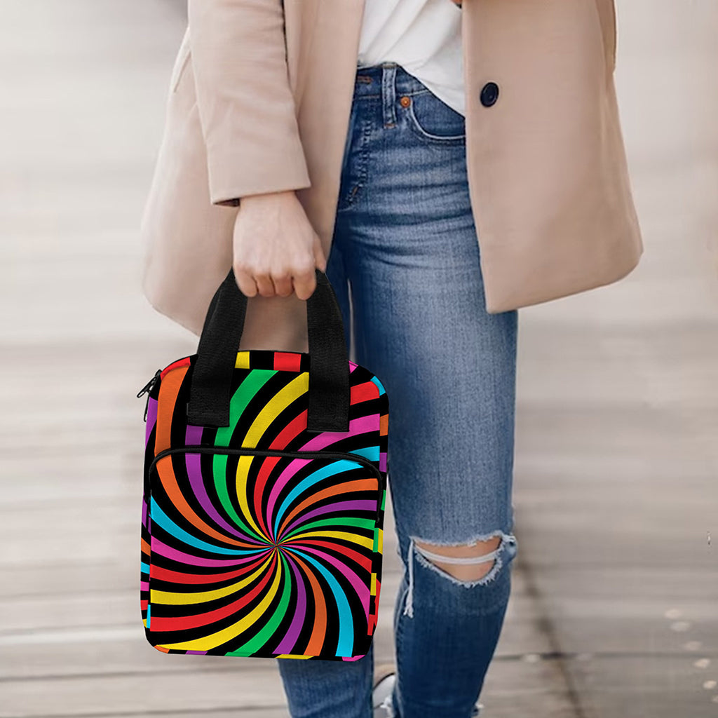 Rainbow Psychedelic Swirl Print Bible Tote Bag