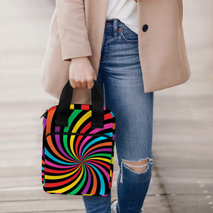 Rainbow Psychedelic Swirl Print Bible Tote Bag
