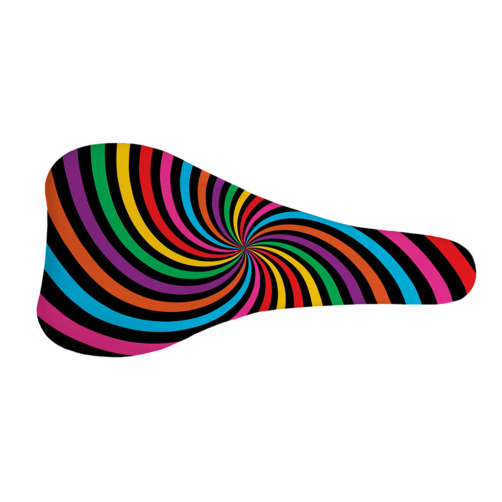 Rainbow Psychedelic Swirl Print Bicycle Seat Cover