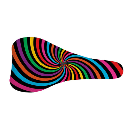 Rainbow Psychedelic Swirl Print Bicycle Seat Cover