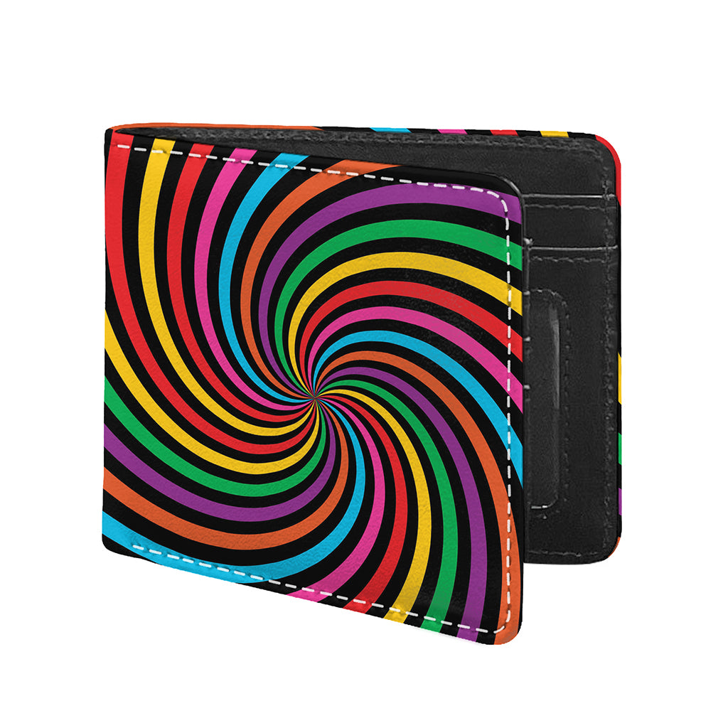 Rainbow Psychedelic Swirl Print Bifold Wallet