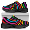 Rainbow Psychedelic Swirl Print Black Chunky Shoes