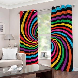 Rainbow Psychedelic Swirl Print Blackout Grommet Curtains