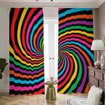 Rainbow Psychedelic Swirl Print Blackout Pencil Pleat Curtains