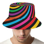 Rainbow Psychedelic Swirl Print Bucket Hat