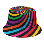 Rainbow Psychedelic Swirl Print Bucket Hat