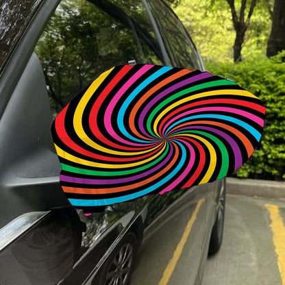 Rainbow Psychedelic Swirl Print Car Side Mirror Covers