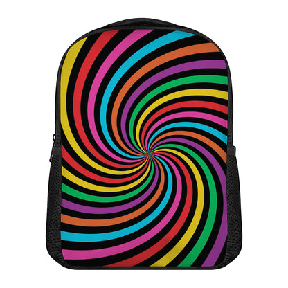 Rainbow Psychedelic Swirl Print Casual Backpack
