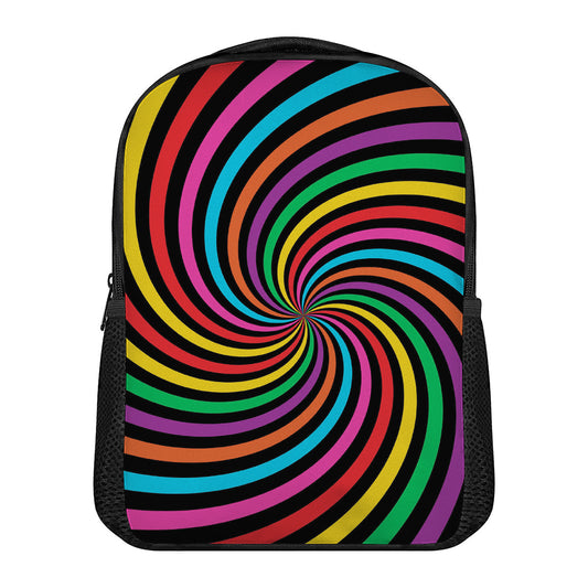 Rainbow Psychedelic Swirl Print Casual Backpack
