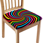 Rainbow Psychedelic Swirl Print Chair Cushion Cover