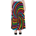 Rainbow Psychedelic Swirl Print Chiffon Maxi Skirt