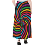 Rainbow Psychedelic Swirl Print Chiffon Maxi Skirt