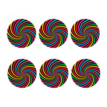 Rainbow Psychedelic Swirl Print Coaster Set