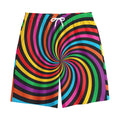 Rainbow Psychedelic Swirl Print Cotton Shorts