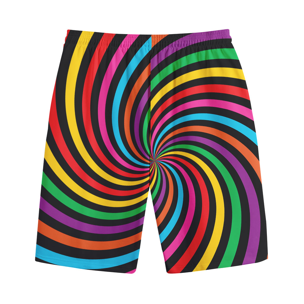Rainbow Psychedelic Swirl Print Cotton Shorts