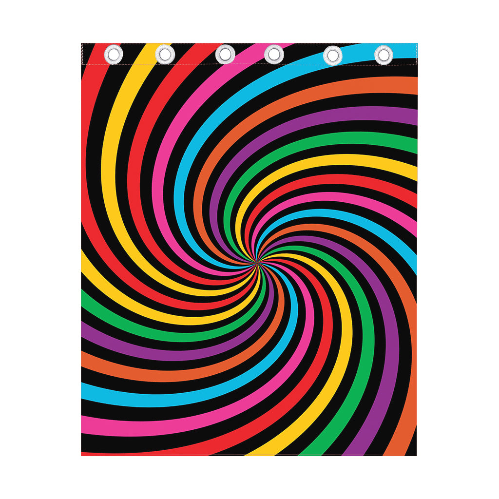 Rainbow Psychedelic Swirl Print Curtain