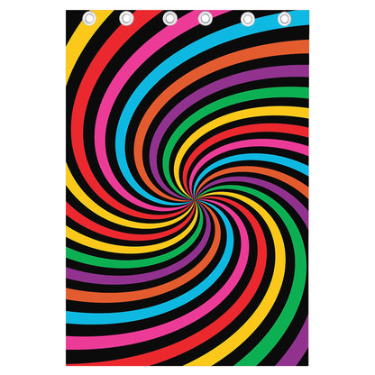 Rainbow Psychedelic Swirl Print Curtain