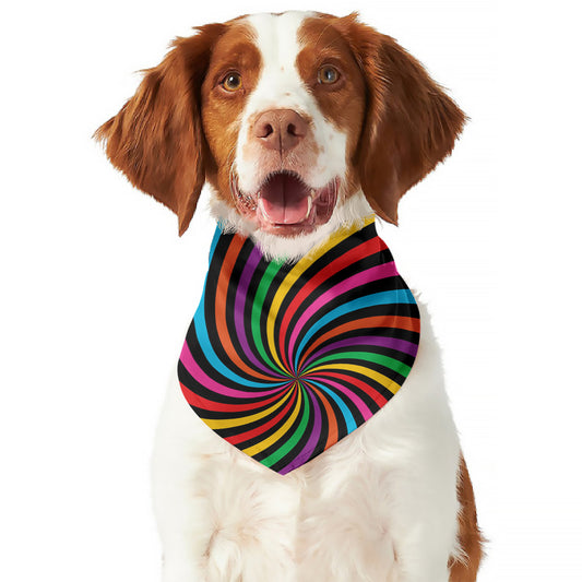 Rainbow Psychedelic Swirl Print Dog Bandana