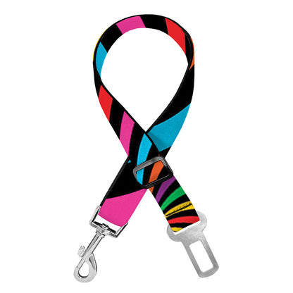 Rainbow Psychedelic Swirl Print Dog Seat Belt