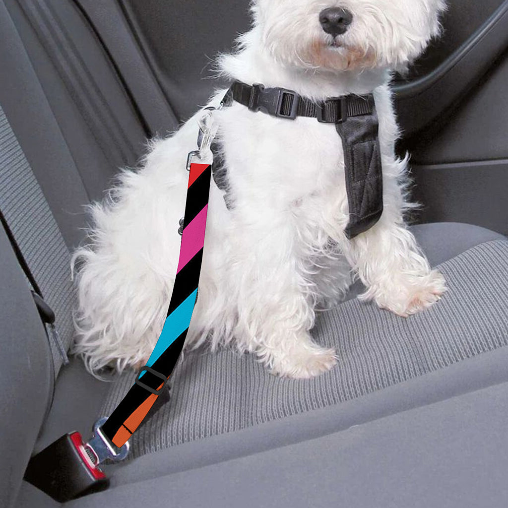 Rainbow Psychedelic Swirl Print Dog Seat Belt