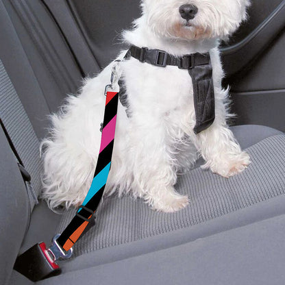 Rainbow Psychedelic Swirl Print Dog Seat Belt