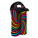 Rainbow Psychedelic Swirl Print Double Neoprene Wine Tote