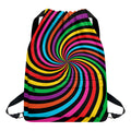 Rainbow Psychedelic Swirl Print Drawstring Backpack