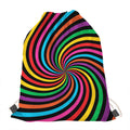 Rainbow Psychedelic Swirl Print Drawstring Bag