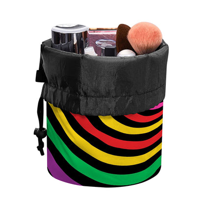 Rainbow Psychedelic Swirl Print Drawstring Makeup Bag