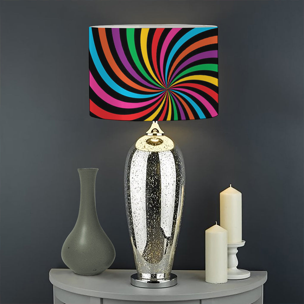 Rainbow Psychedelic Swirl Print Drum Lamp Shade