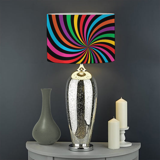 Rainbow Psychedelic Swirl Print Drum Lamp Shade