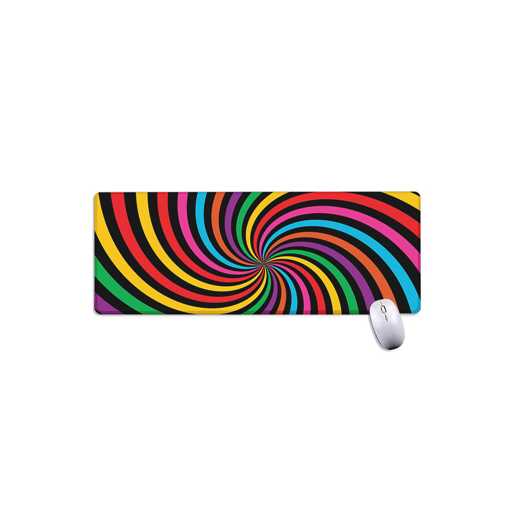Rainbow Psychedelic Swirl Print Extended Mouse Pad