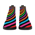 Rainbow Psychedelic Swirl Print Flat Ankle Boots