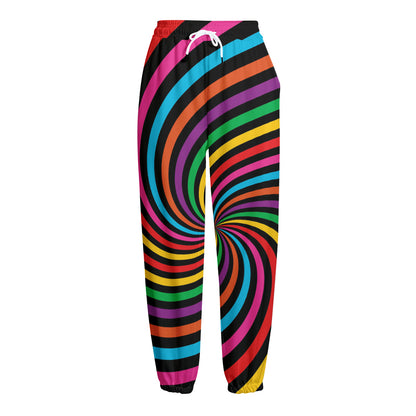 Rainbow Psychedelic Swirl Print Fleece Lined Knit Pants