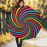 Rainbow Psychedelic Swirl Print Foldable Umbrella