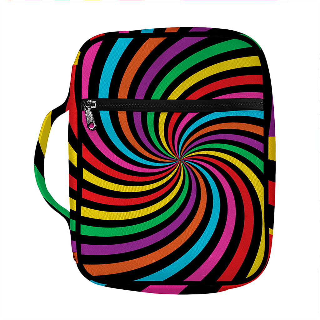 Rainbow Psychedelic Swirl Print Front Pocket Bible Bag