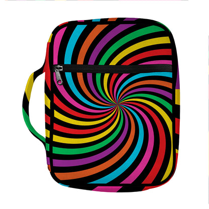 Rainbow Psychedelic Swirl Print Front Pocket Bible Bag
