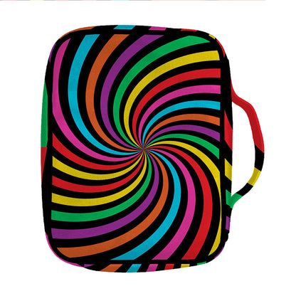 Rainbow Psychedelic Swirl Print Front Pocket Bible Bag