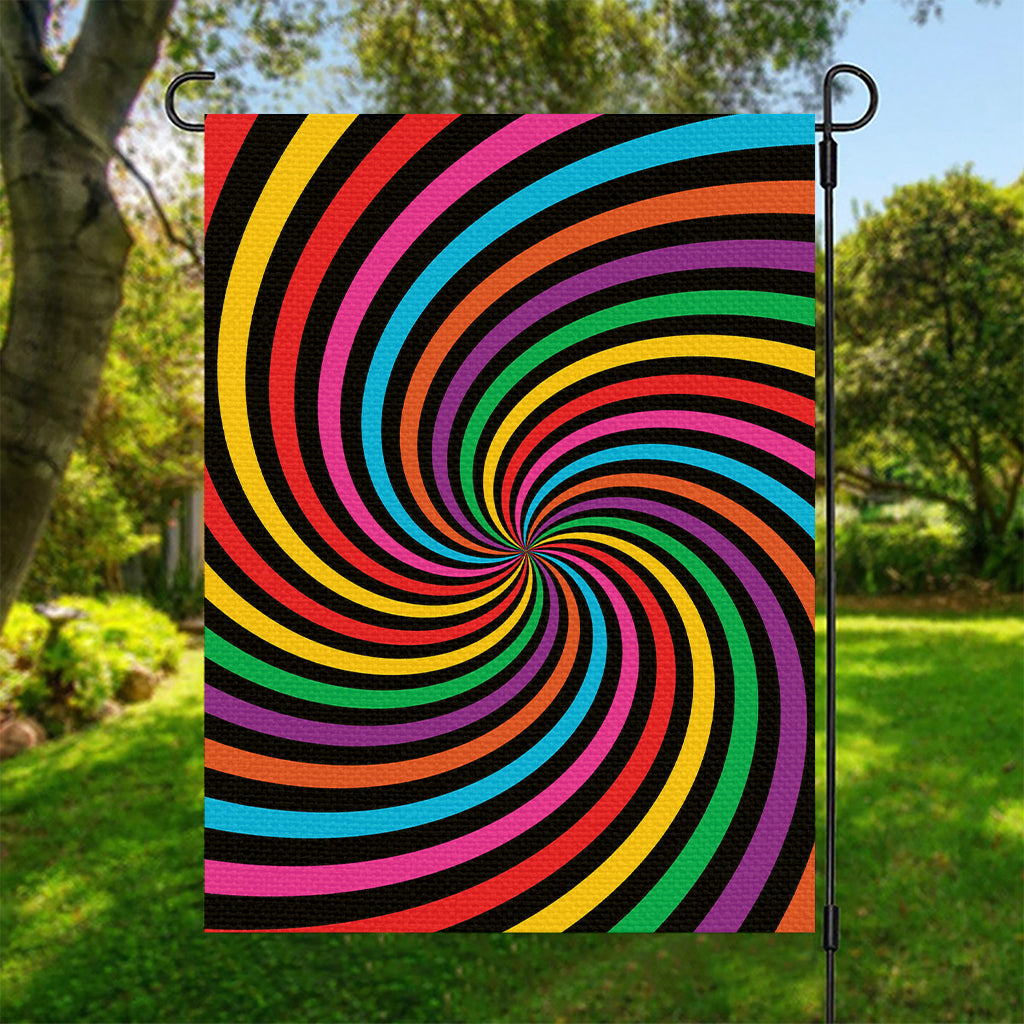 Rainbow Psychedelic Swirl Print Garden Flag