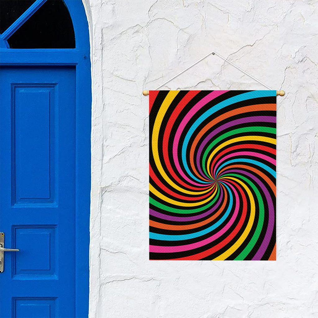 Rainbow Psychedelic Swirl Print Garden Flag