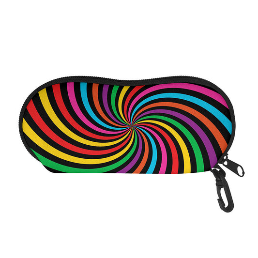 Rainbow Psychedelic Swirl Print Glasses Case