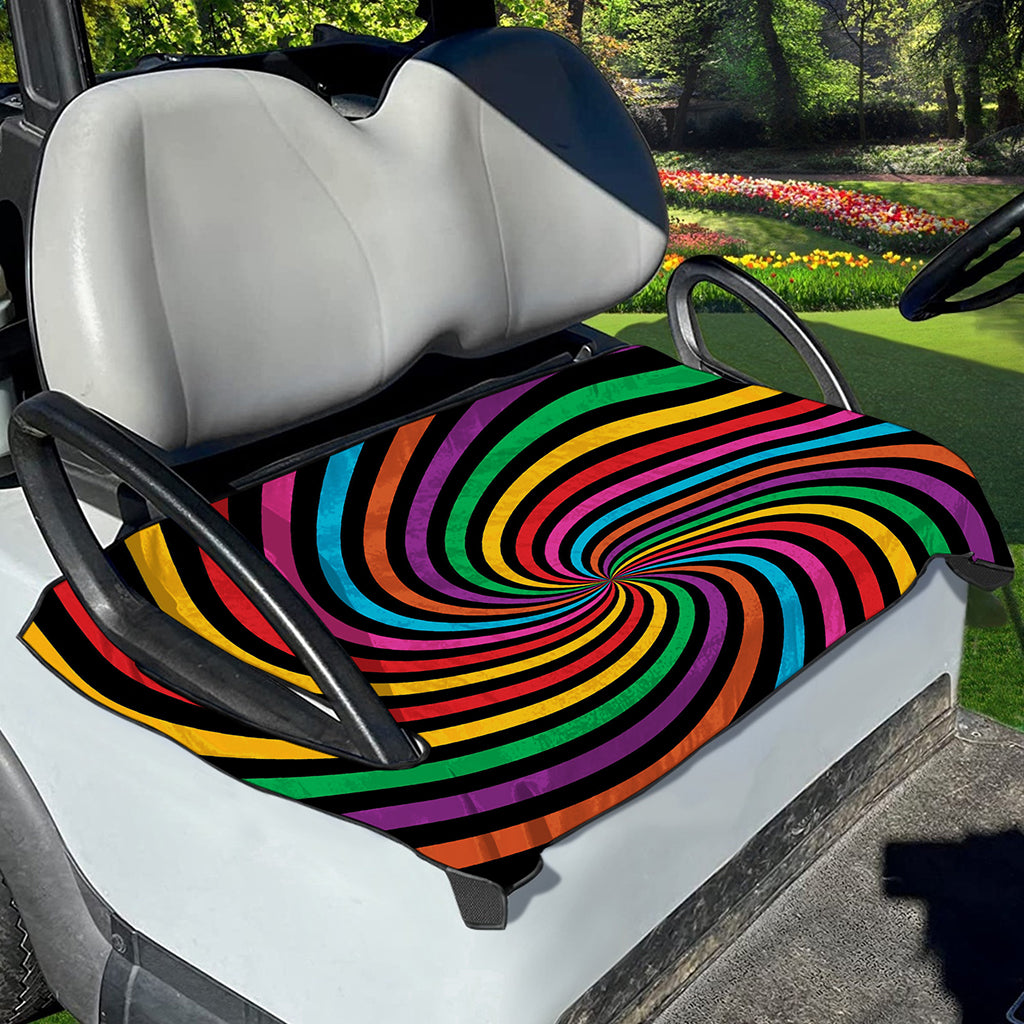 Rainbow Psychedelic Swirl Print Golf Cart Seat Cover