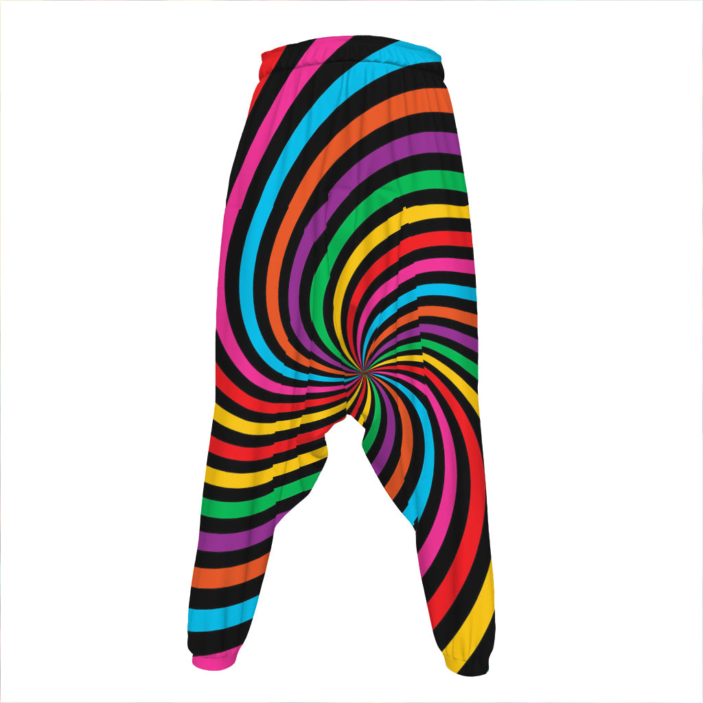 Rainbow Psychedelic Swirl Print Hammer Pants