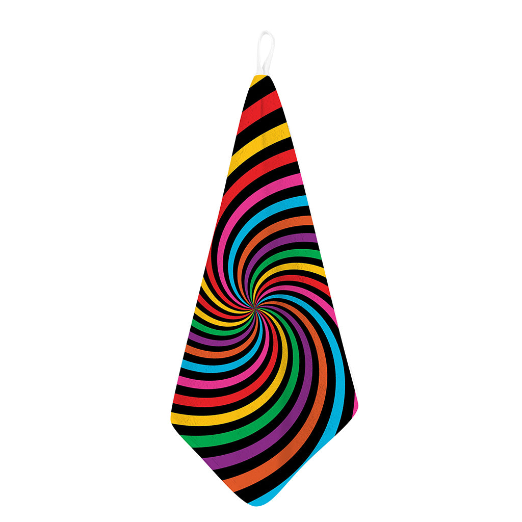 Rainbow Psychedelic Swirl Print Hand Towel